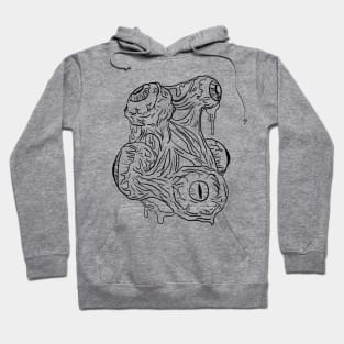 Scary Eye Monster Horror Black Lineart Hoodie